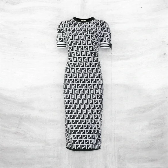 Fendi Black and White Patterned Dress - Picture 3 of 4